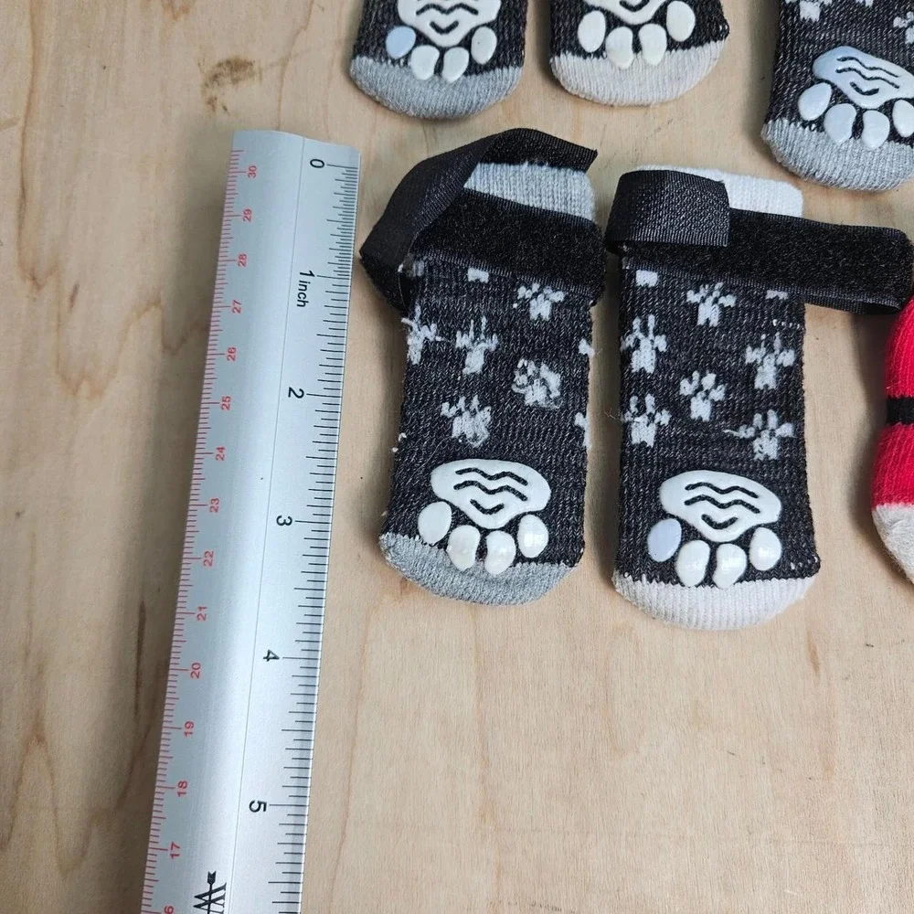 Dog Socks Bundled Lot Small Non Slip Paw Grip Pet Puppy Christmas Gray Red